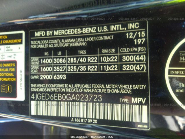 Photo 8 VIN: 4JGED6EB0GA023723 - MERCEDES-BENZ GLE 