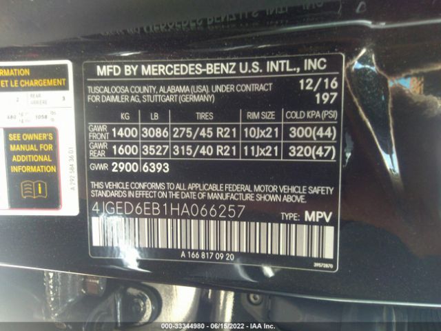 Photo 8 VIN: 4JGED6EB1HA066257 - MERCEDES-BENZ GLE 