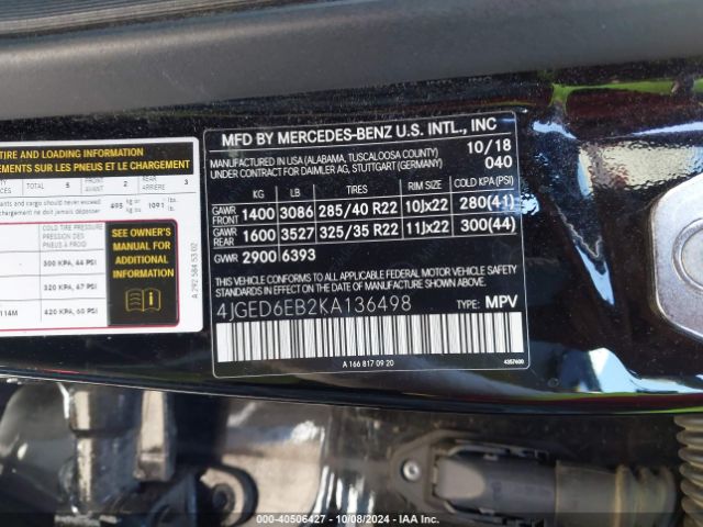 Photo 8 VIN: 4JGED6EB2KA136498 - MERCEDES-BENZ GLE-CLASS 