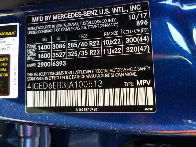 Photo 9 VIN: 4JGED6EB3JA100513 - MERCEDES-BENZ GLE COUPE 