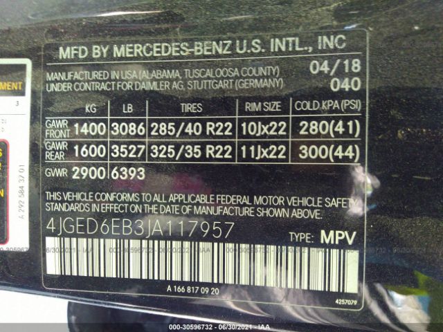 Photo 8 VIN: 4JGED6EB3JA117957 - MERCEDES-BENZ GLE 