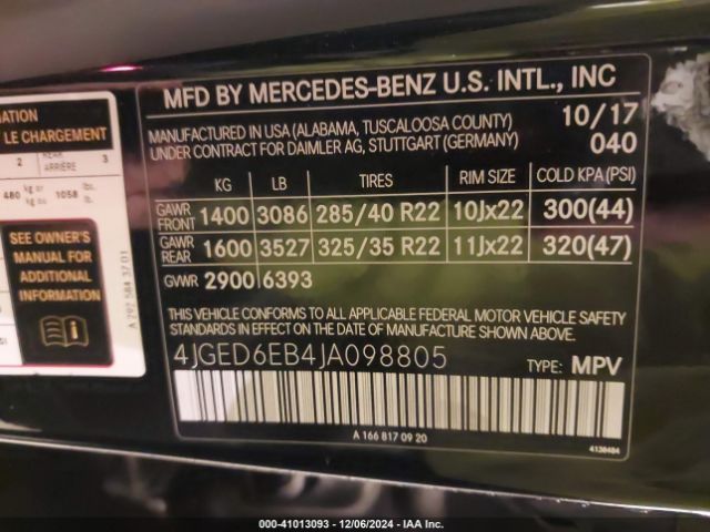 Photo 8 VIN: 4JGED6EB4JA098805 - MERCEDES-BENZ GLE-CLASS 