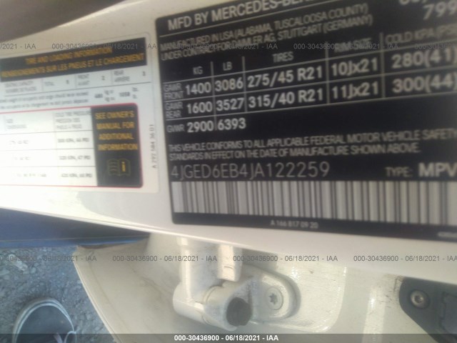 Photo 8 VIN: 4JGED6EB4JA122259 - MERCEDES-BENZ GLE 