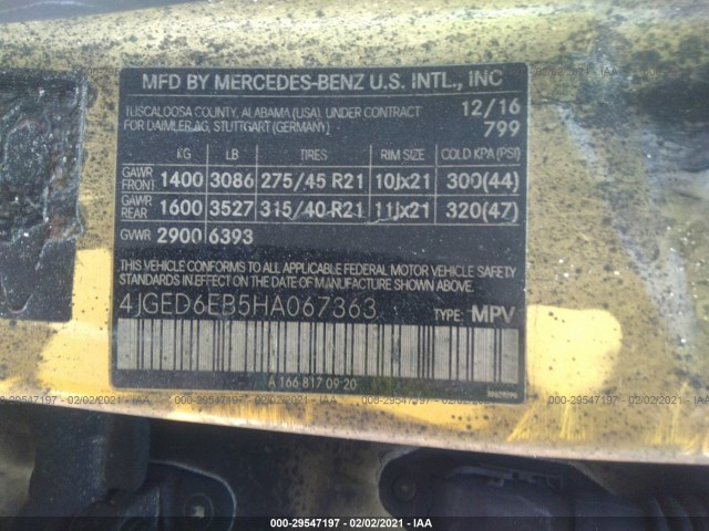 Photo 8 VIN: 4JGED6EB5HA067363 - MERCEDES-BENZ GLE 