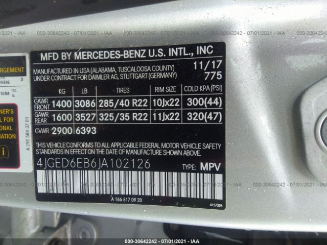 Photo 8 VIN: 4JGED6EB6JA102126 - MERCEDES-BENZ GLE 