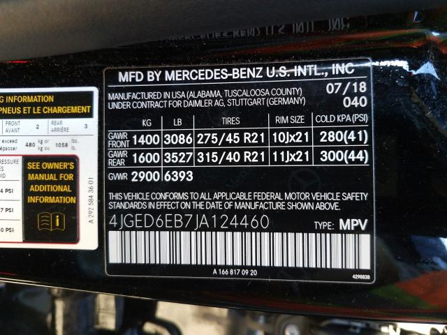 Photo 9 VIN: 4JGED6EB7JA124460 - MERCEDES-BENZ GLE COUPE 