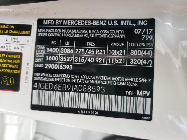 Photo 9 VIN: 4JGED6EB9JA088593 - MERCEDES-BENZ GLE COUPE 