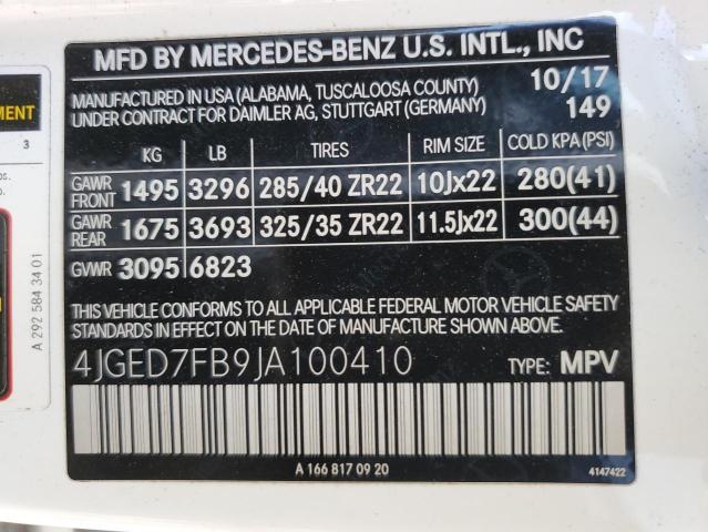 Photo 12 VIN: 4JGED7FB9JA100410 - MERCEDES-BENZ GLE 