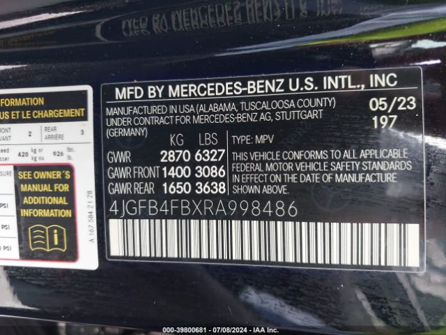 Photo 8 VIN: 4JGFB4FBXRA998486 - MERCEDES-BENZ GLE-CLASS 