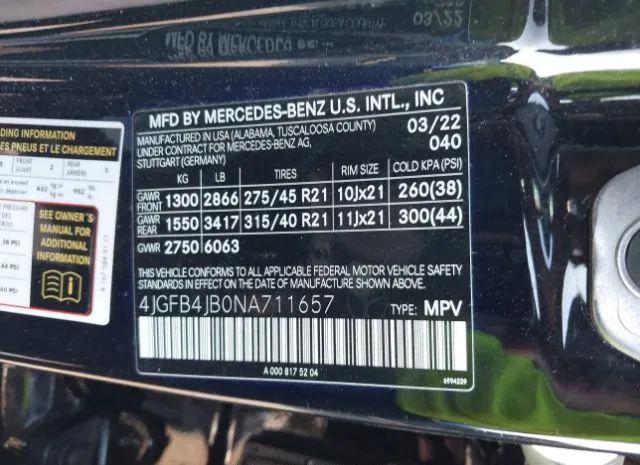 Photo 8 VIN: 4JGFB4JB0NA711657 - MERCEDES-BENZ GLE 350 