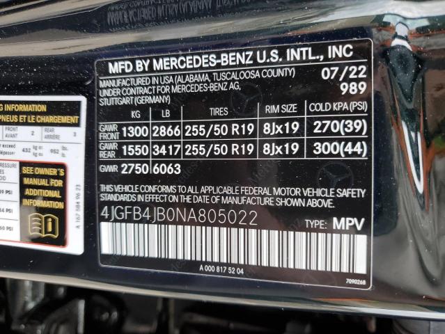 Photo 12 VIN: 4JGFB4JB0NA805022 - MERCEDES-BENZ GLE-CLASS 