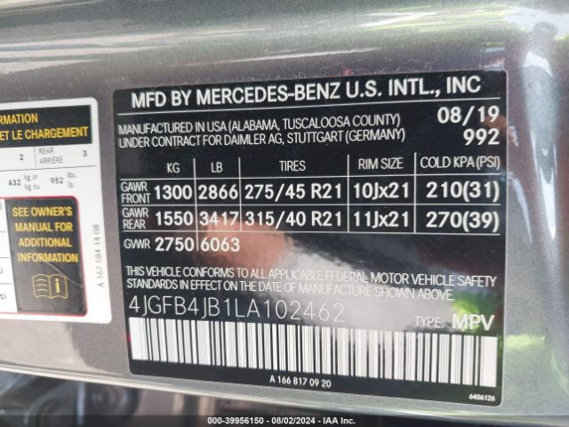 Photo 8 VIN: 4JGFB4JB1LA102462 - MERCEDES-BENZ GLE-CLASS 