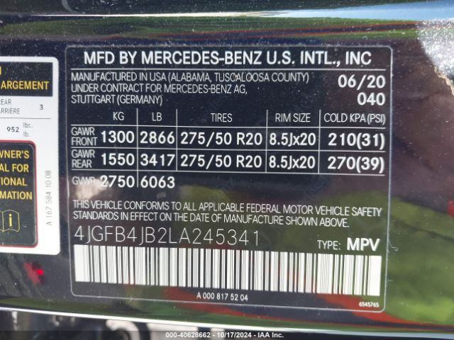 Photo 8 VIN: 4JGFB4JB2LA245341 - MERCEDES-BENZ GLE-CLASS 