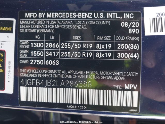 Photo 8 VIN: 4JGFB4JB2LA286388 - MERCEDES-BENZ GLE-CLASS 