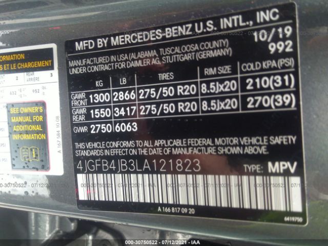 Photo 8 VIN: 4JGFB4JB3LA121823 - MERCEDES-BENZ GLE 