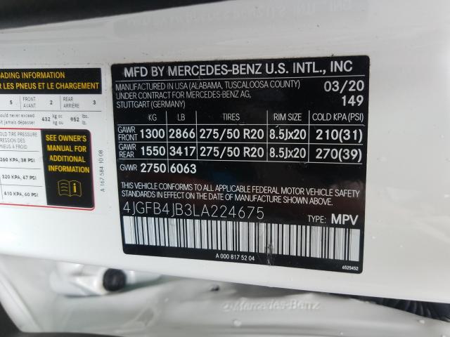 Photo 9 VIN: 4JGFB4JB3LA224675 - MERCEDES-BENZ GLE 350 