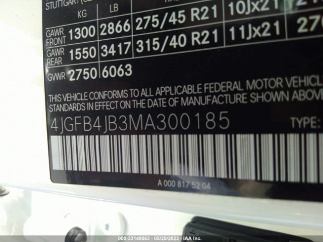 Photo 8 VIN: 4JGFB4JB3MA300185 - MERCEDES-BENZ GLE 