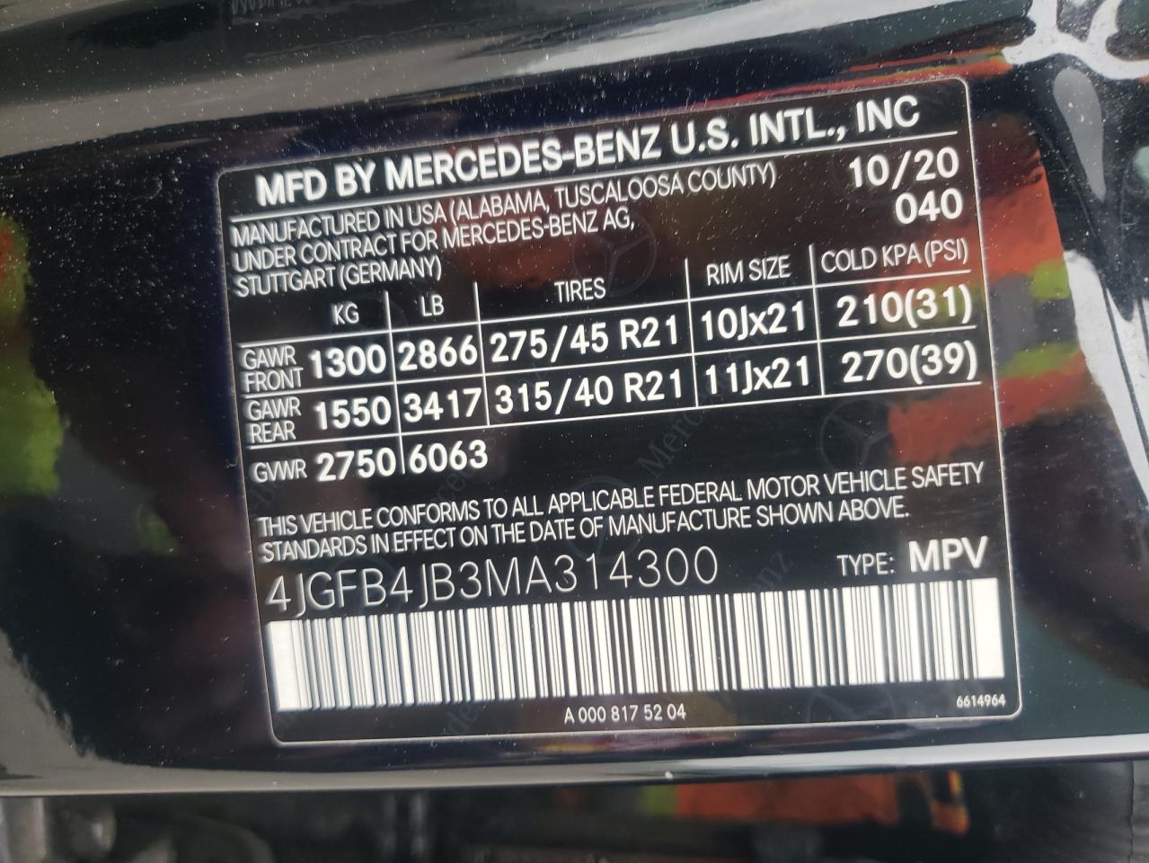 Photo 11 VIN: 4JGFB4JB3MA314300 - MERCEDES-BENZ GLE 