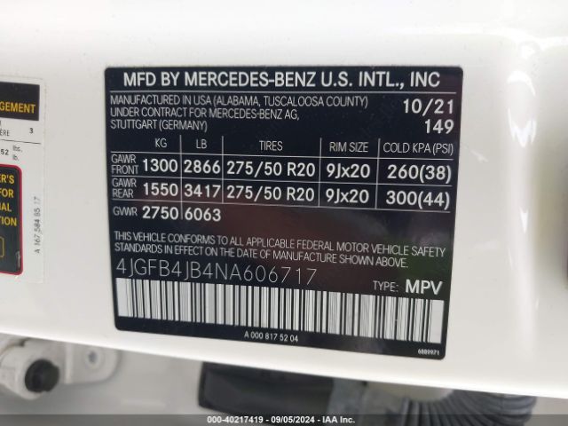 Photo 8 VIN: 4JGFB4JB4NA606717 - MERCEDES-BENZ GLE-CLASS 