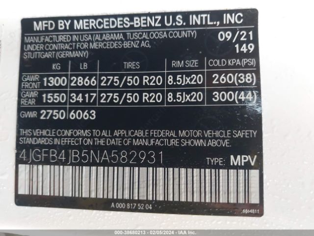 Photo 8 VIN: 4JGFB4JB5NA582931 - MERCEDES-BENZ GLE 350 