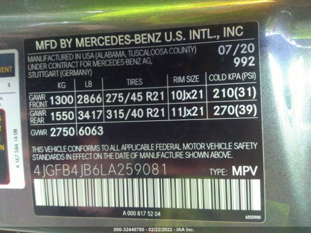 Photo 8 VIN: 4JGFB4JB6LA259081 - MERCEDES-BENZ GLE 