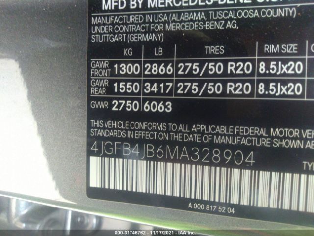 Photo 8 VIN: 4JGFB4JB6MA328904 - MERCEDES-BENZ GLE 