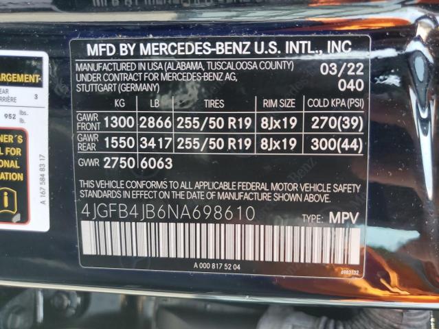 Photo 12 VIN: 4JGFB4JB6NA698610 - MERCEDES-BENZ GLE 350 