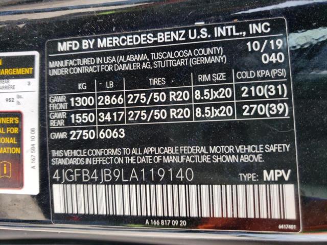 Photo 9 VIN: 4JGFB4JB9LA119140 - MERCEDES-BENZ GLE 350 