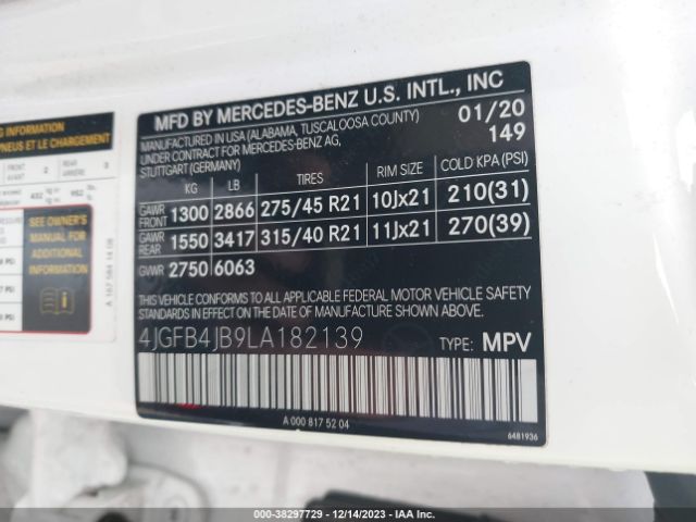 Photo 8 VIN: 4JGFB4JB9LA182139 - MERCEDES-BENZ GLE 350 