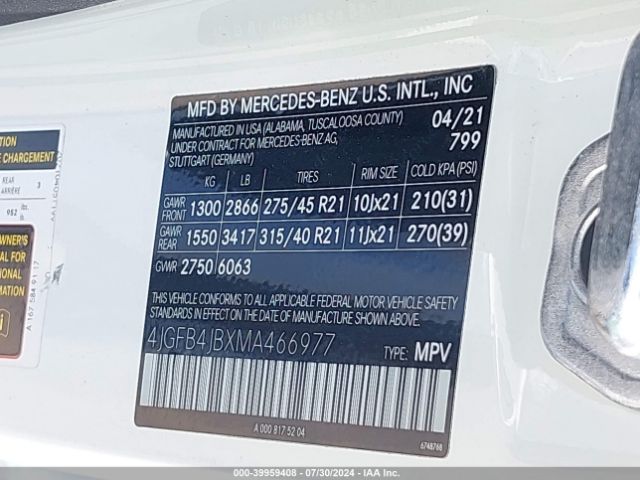 Photo 8 VIN: 4JGFB4JBXMA466977 - MERCEDES-BENZ GLE-CLASS 