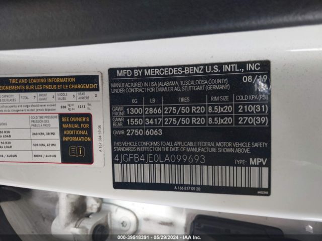 Photo 8 VIN: 4JGFB4JE0LA099693 - MERCEDES-BENZ GLE-CLASS 