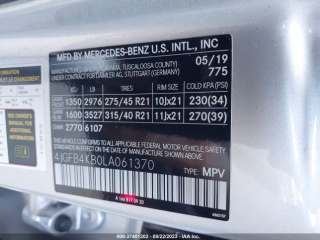 Photo 8 VIN: 4JGFB4KB0LA061370 - MERCEDES-BENZ GLE 350 