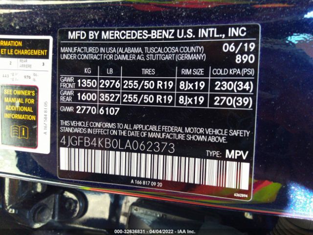 Photo 8 VIN: 4JGFB4KB0LA062373 - MERCEDES-BENZ GLE 