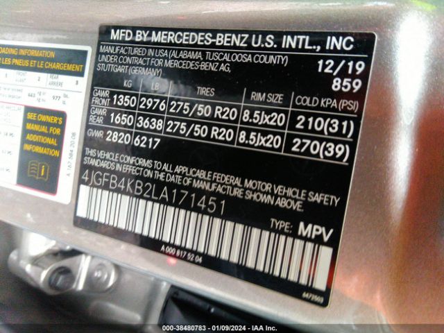 Photo 8 VIN: 4JGFB4KB2LA171451 - MERCEDES-BENZ GLE 350 