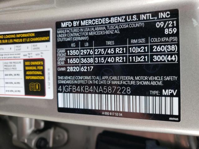 Photo 11 VIN: 4JGFB4KB4NA587228 - MERCEDES-BENZ GLE-CLASS 