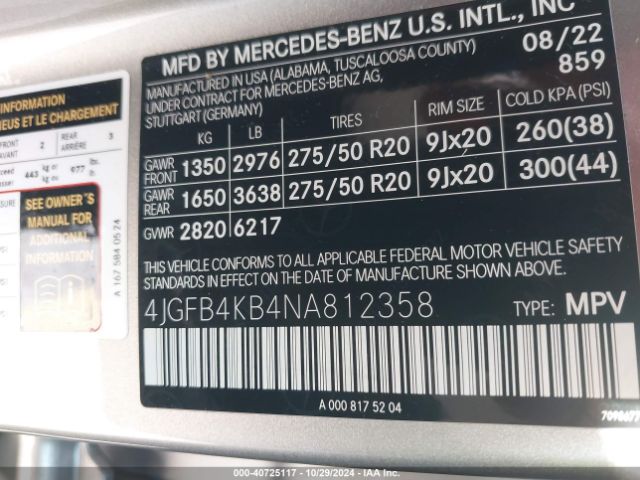 Photo 8 VIN: 4JGFB4KB4NA812358 - MERCEDES-BENZ GLE-CLASS 