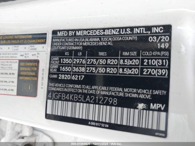 Photo 8 VIN: 4JGFB4KB5LA212798 - MERCEDES-BENZ GLE-CLASS 