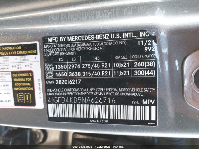 Photo 8 VIN: 4JGFB4KB5NA626716 - MERCEDES-BENZ GLE 350 