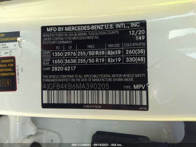 Photo 8 VIN: 4JGFB4KB6MA390205 - MERCEDES-BENZ GLE 