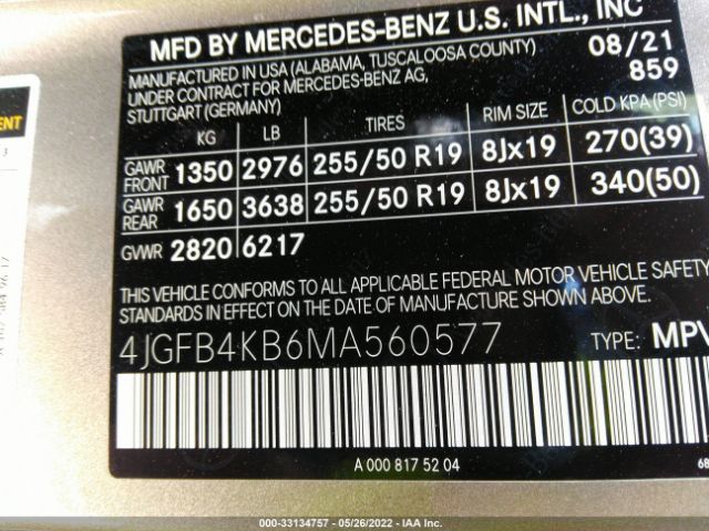 Photo 8 VIN: 4JGFB4KB6MA560577 - MERCEDES-BENZ GLE 