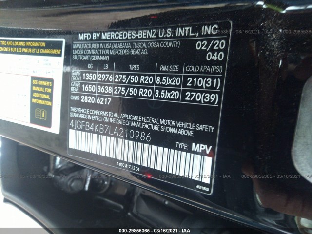 Photo 8 VIN: 4JGFB4KB7LA210986 - MERCEDES-BENZ GLE 