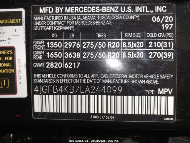 Photo 8 VIN: 4JGFB4KB7LA244099 - MERCEDES-BENZ GLE-CLASS 