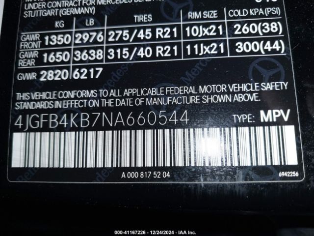 Photo 8 VIN: 4JGFB4KB7NA660544 - MERCEDES-BENZ GLE-CLASS 