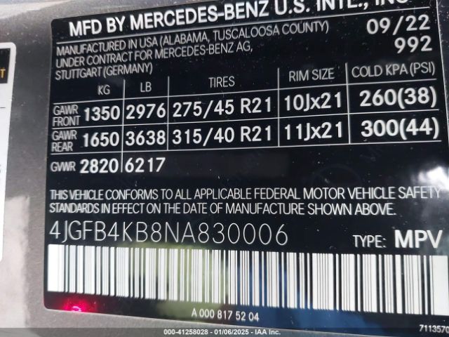 Photo 8 VIN: 4JGFB4KB8NA830006 - MERCEDES-BENZ GLE-CLASS 