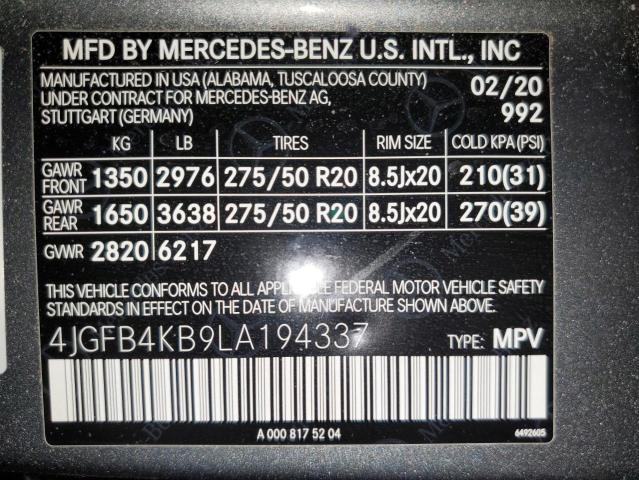 Photo 12 VIN: 4JGFB4KB9LA194337 - MERCEDES-BENZ GLE-CLASS 