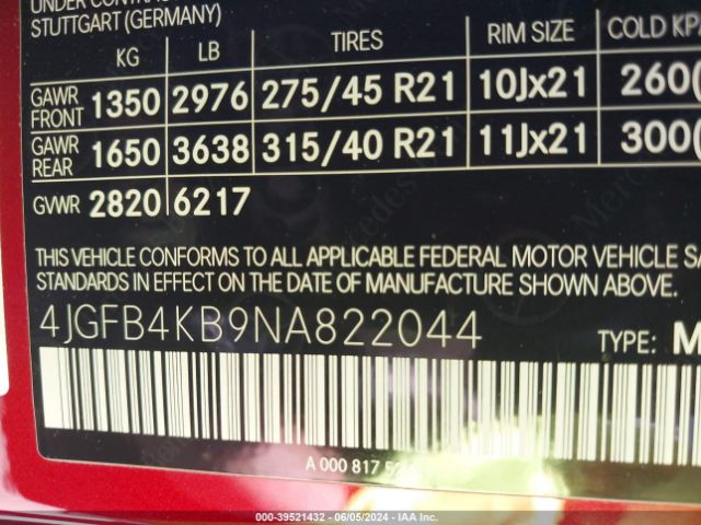 Photo 8 VIN: 4JGFB4KB9NA822044 - MERCEDES-BENZ GLE-CLASS 