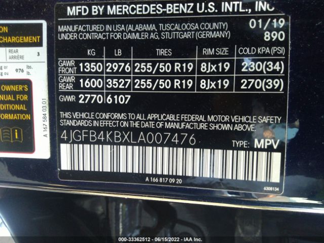 Photo 8 VIN: 4JGFB4KBXLA007476 - MERCEDES-BENZ GLE 