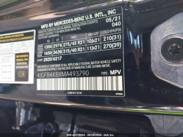 Photo 8 VIN: 4JGFB4KBXMA493790 - MERCEDES-BENZ GLE 350 4M 