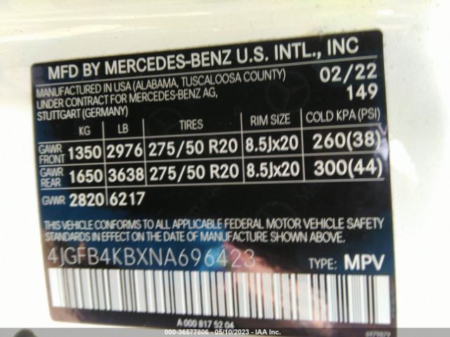 Photo 8 VIN: 4JGFB4KBXNA696423 - MERCEDES-BENZ GLE-CLASS 