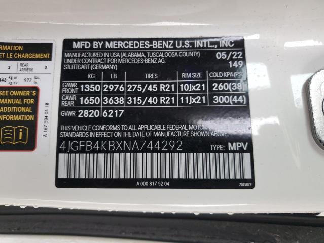 Photo 12 VIN: 4JGFB4KBXNA744292 - MERCEDES-BENZ GLE-CLASS 